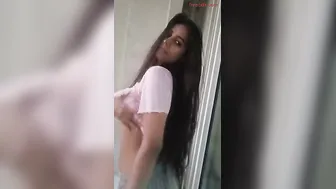 Indian College Babe Pressing Her Soft Boobs Teasing On Camera