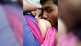 Desi Boyfriend Sucking His GFs Soft Boobs At Night