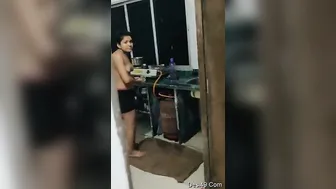 Desi Girl In Tight Shorts Bending Over While Cooking Dinner