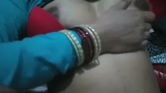 Young GF Squeezing Her Soft Boobs For Lover On Camera