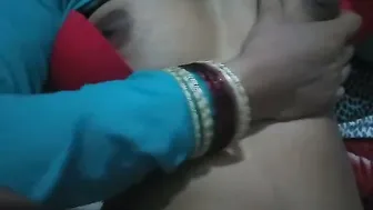 Young GF Squeezing Her Soft Boobs For Lover On Camera