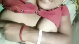 Village Bhabhi Squeezing Her Big Melons For Her Secret Lover