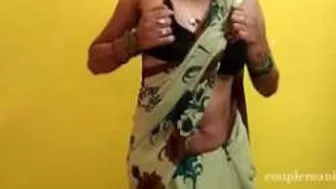 Married Wife Lifting Saree Revealing Everything Underneath At Home