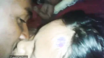 Indian Wife Kissing Her Husband Passionately In Their Bedroom