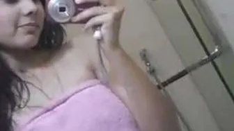 Indian College Babe Stripping Naked Showing Tits In Bathroom