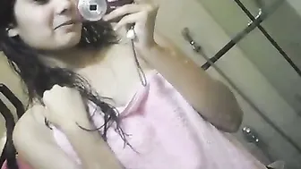 Indian College Babe Stripping Naked Showing Tits In Bathroom