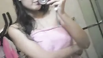 Indian College Babe Stripping Naked Showing Tits In Bathroom