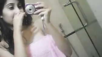 Indian College Babe Stripping Naked Showing Tits In Bathroom