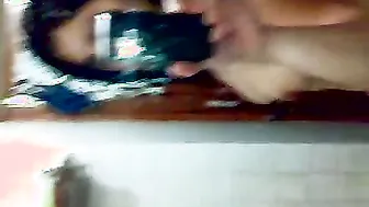 Cute College Girl Pressing Her Soft Tits In A Selfie Video