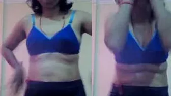 Sexy Bhabhi Posing In Blue Lingerie Before Getting Naked For Me