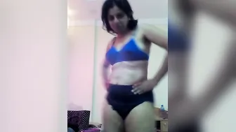 Sexy Bhabhi Posing In Blue Lingerie Before Getting Naked For Me