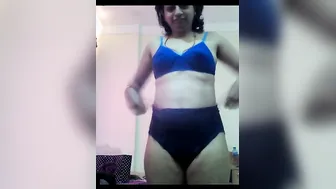 Sexy Bhabhi Posing In Blue Lingerie Before Getting Naked For Me