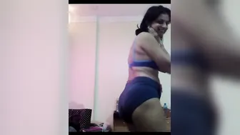 Sexy Bhabhi Posing In Blue Lingerie Before Getting Naked For Me