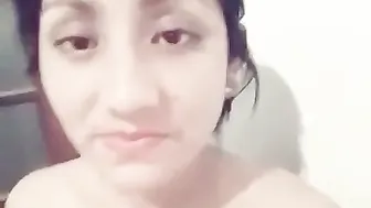 Cute Desi Babe Squeezing And Playing With Her Soft Perky Boobs