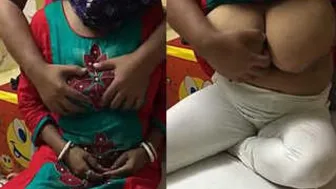 Bengali Wife Getting Her Huge Boobs Played With By His Friend