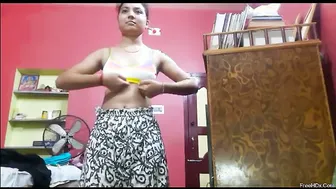 Village Girl Pressing Her Natural Boobs Alone In Her Room