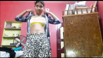 Village Girl Pressing Her Natural Boobs Alone In Her Room