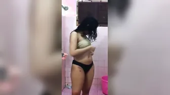 My GF Flashing Her Tits For Me In The Bathroom Mirror