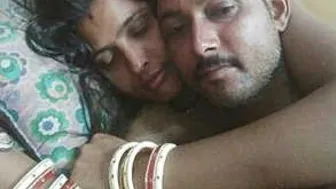 Desi Couple Making Out And Sucking Her Soft Boobs On The Bed