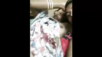 Desi Couple Making Out And Sucking Her Soft Boobs On The Bed