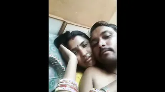 Desi Couple Making Out And Sucking Her Soft Boobs On The Bed