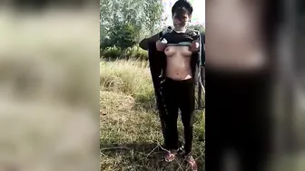 Adventurous Gf Flashing Outdoors Risking Getting Caught By Anyone