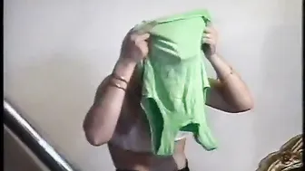 College GF Getting Dressed After Morning Sex Session