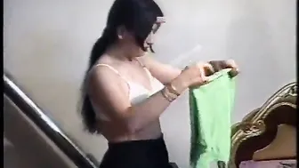 College GF Getting Dressed After Morning Sex Session