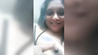 Horny Babe Sucking Her Own Big Tits Playing With Her Nipples