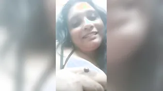 Horny Babe Sucking Her Own Big Tits Playing With Her Nipples
