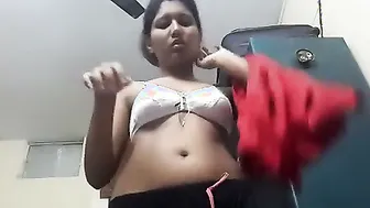 Young GF Massaging Her Soft Boobs For Her Man