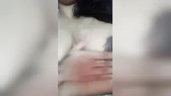 GF Pressing Her Huge Boobs Making Video For Lover