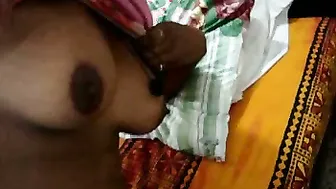 Young Wife Squeezing Her Big Tits Feeling Horny For Him