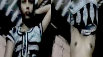 Young GF Pressing Her Soft Boobs For Me On Video Call