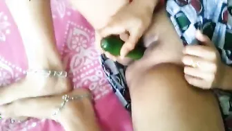Lonely Boudi Pleasuring Herself With Cucumber In The Kitchen