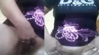 Lonely Aunty Playing With Her Hairy Choot While Husband Is Away