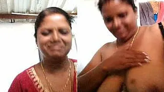 Curvy South Indian Aunty Exposing Her Massive Tits On Camera