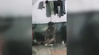 Skinny Young Desi Babe Soaping Up Her Naked Body In Village Bath