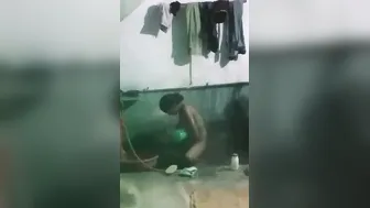 Skinny Young Desi Babe Soaping Up Her Naked Body In Village Bath