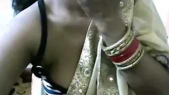 Horny Indian Babe Massaging And Playing With Her Natural Boobs