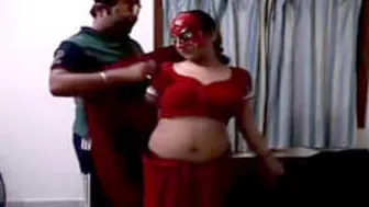 Bhabhi Dancing Seductively With Devar Wearing Red Saree At Home