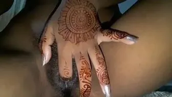 She Fingers Herself With Freshly Done Mehendi On Her Hands