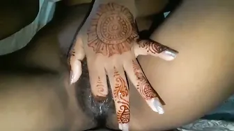 She Fingers Herself With Freshly Done Mehendi On Her Hands