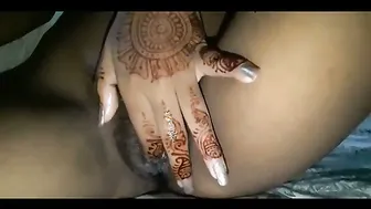 She Fingers Herself With Freshly Done Mehendi On Her Hands