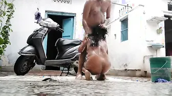 Desi Couple Fucking Naked In The Rain On Rooftop Caught