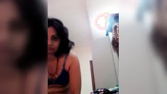 Bhabhi In Blue Bra Teasing Showing Her Tits And Wet Pussy Off
