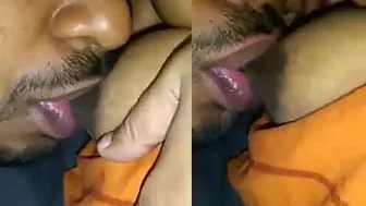 Biting And Sucking On My Wife's Dark Nipples Until She Moans