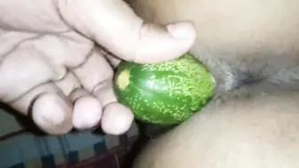 Husband Stuffing Huge Cucumber Deep Inside Wife Pussy Moaning