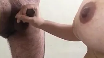 Desi Slut Giving Her Cousin A Sloppy Titjob On Camera