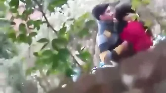 Desi Lovers Getting Frisky Outdoors Kissing And Touching Wild